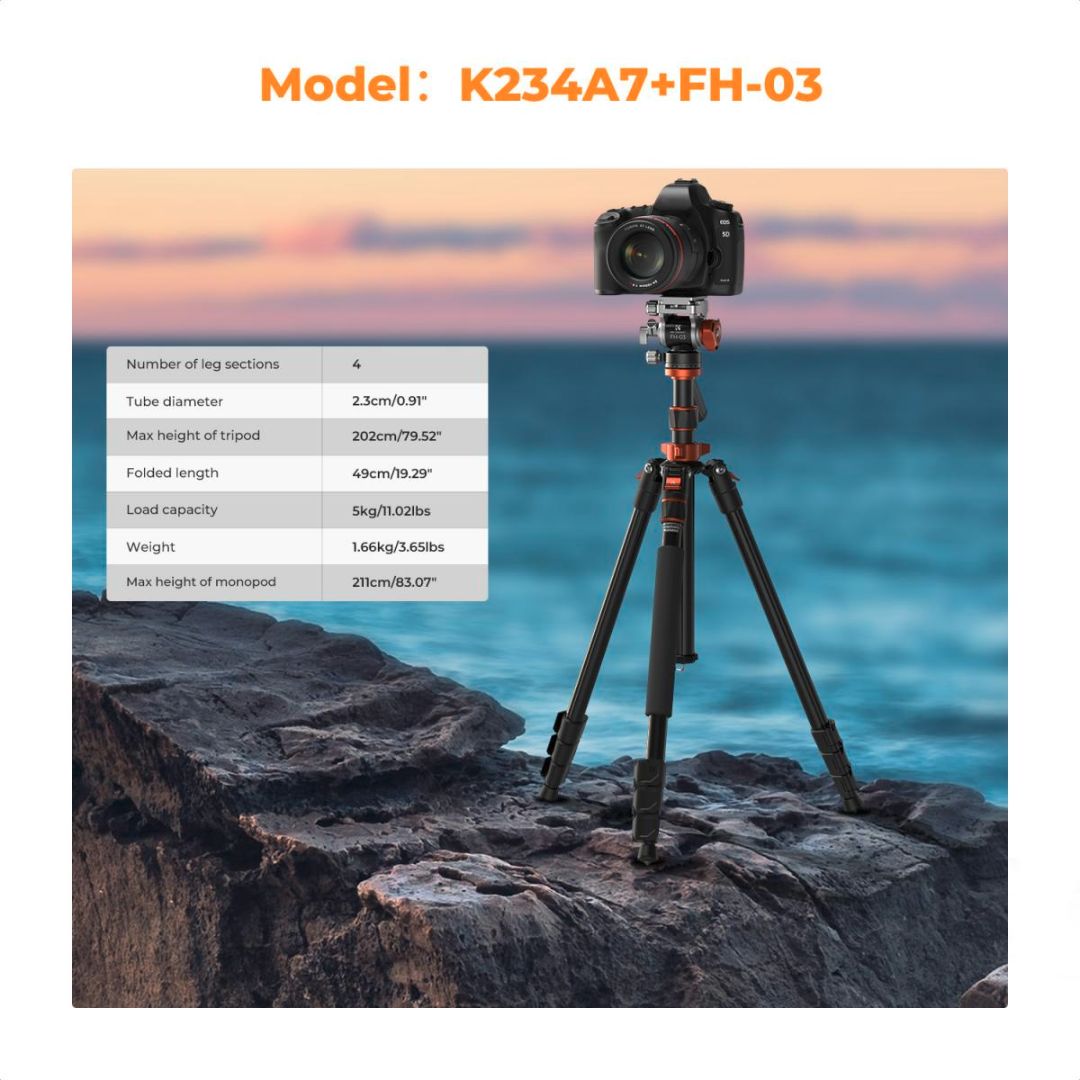 K&F Concept Aluminium Video Tripod sa fluidnom glavom KF09.136 - 2